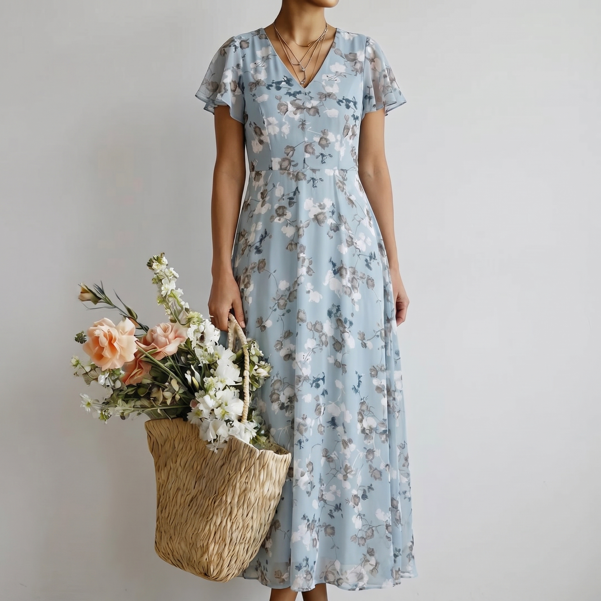 Klara | Florales Chiffon-Maxikleid mit Leichtigkeit