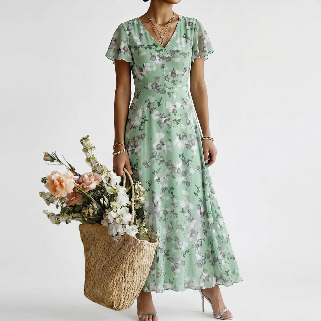 Klara | Florales Chiffon-Maxikleid mit Leichtigkeit