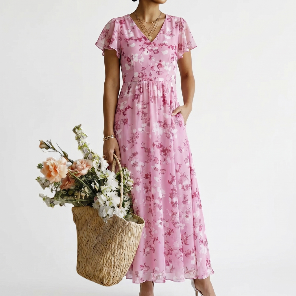 Klara | Florales Chiffon-Maxikleid mit Leichtigkeit