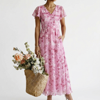Klara | Florales Chiffon-Maxikleid mit Leichtigkeit
