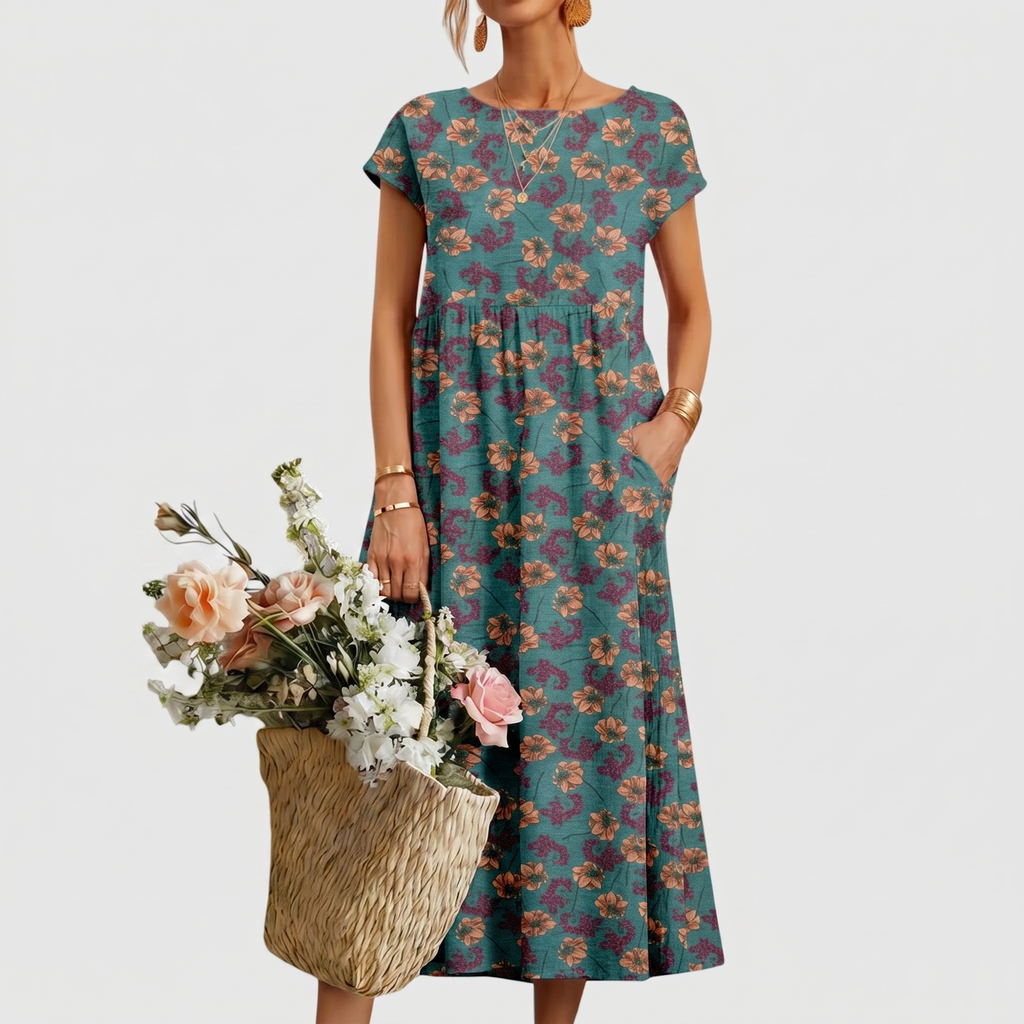 Vera | Elegantes Blumenkleid mit Spitze