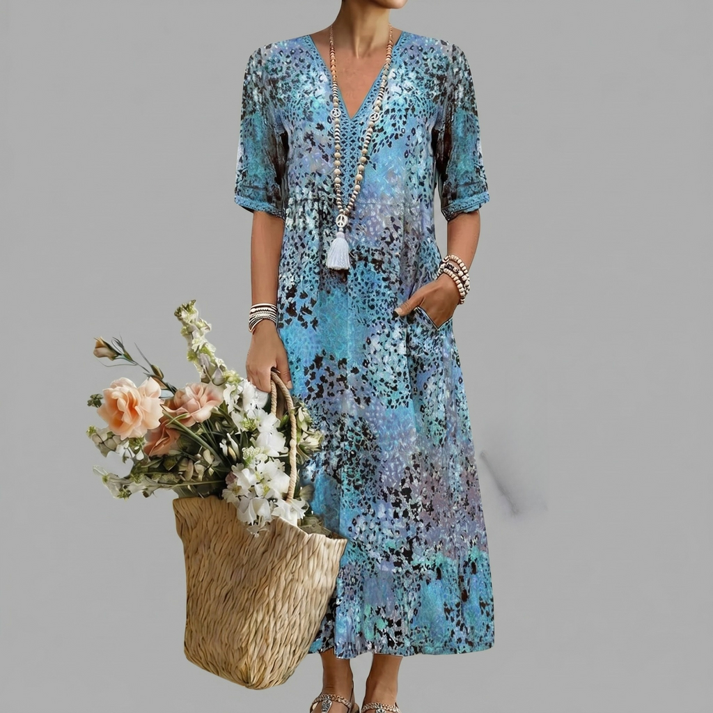Mia | Lebhaftes Midi-Kleid in Signalfarbe
