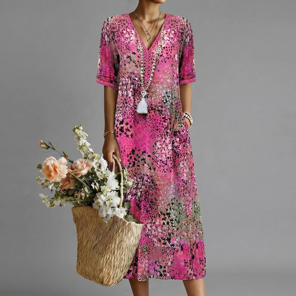 Mia | Lebhaftes Midi-Kleid in Signalfarbe