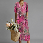 Mia | Lebhaftes Midi-Kleid in Signalfarbe
