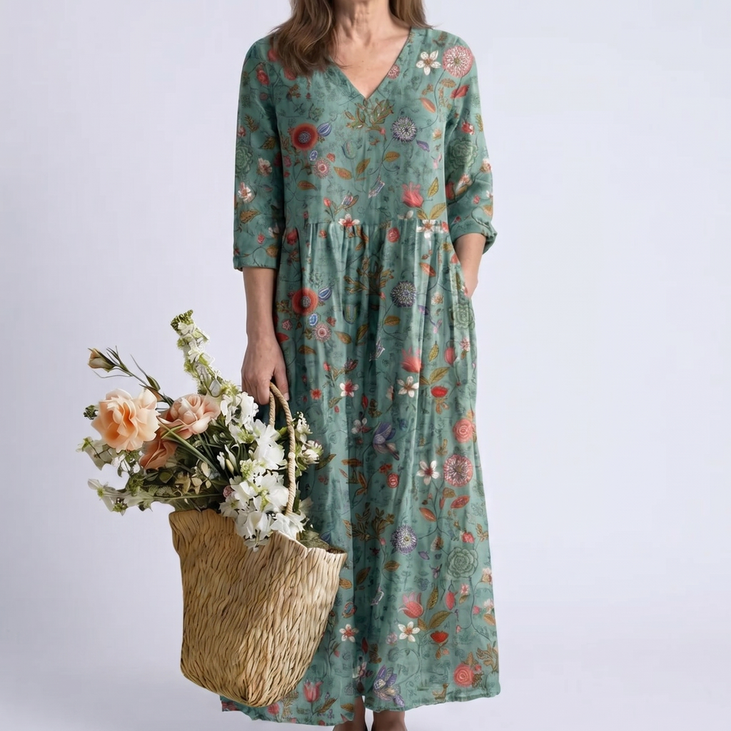 Vera | Florales Maxikleid mit Wickeldetail