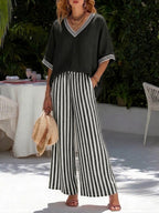 Tanja | Gestreiftes Leinenmix-Set