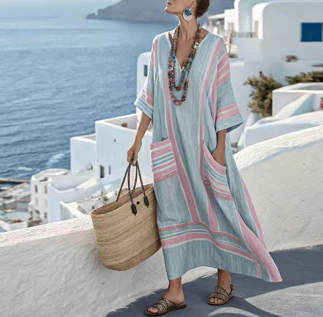 Vera | Elegantes langes Strandkleid im Sommerstil