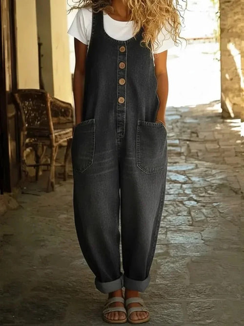 Frieda | Vintage-Latzhose aus gewaschenem Denim