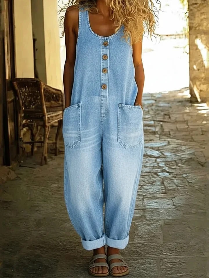 Frieda | Vintage-Latzhose aus gewaschenem Denim