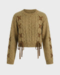 Frieda | Feingestrickter Pullover mit Spitzenmuster